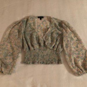 Cropped V neck blouse